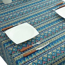 감성 패턴 캠핑 테이블보 고급형, 블루