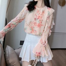 페이퍼먼츠 로즈프릴 긴팔 쉬폰 블라우스 00709