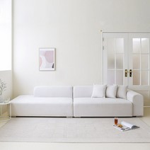 퍼리든 뮤즈 패브릭 쇼파 4인용 아이보리 팔걸이 좌형 + 쿠션 3P 방문설치