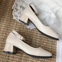 여성용 숀시르 스트랩 미들 힐 구두