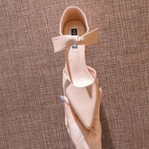 페이퍼먼츠 리본스트랩 낮은 통굽 봄 가을 여성 구두 00294