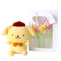 모리앤 산리오 중형인형 + 스마일꽃 3p + 기프트 쇼핑백, 폼폼푸린(인형), 30cm
