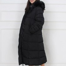 여성용 퍼 후드 다운 롱 패딩점퍼