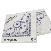 로얄 블루플로티드 장식 냅킨 20p, 디너, 2개