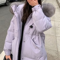 메이첼 여성용 털 후두 더플 코트 롱 패딩 00390