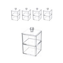 오체어스 투명 2단 아크릴 화장솜 액세서리 수납함, 5개