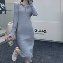 비비에모 집업 후드 슬림핏 캐주얼 롱 원피스 00692