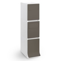 라이피스트 디큐브 가정용 분리수거함 페달형 3단, 브라운 + 브라운 + 브라운, 1개