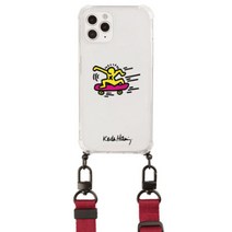 스키누코리아 키스해링 시즌2 탈부착 목걸이 클리어 범퍼 휴대폰 케이스 S22