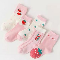 제이셀 여아용 J15 솜사탕 딸기 양말 5종 세트