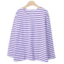 시크블랙 여성용 너바로 스트라이프 베이직 긴팔 티셔츠 T9043K22