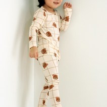 모이앤듀 아동용 브라운베어 40수 텐셀모달 스판 9부 실내복 상하 세트