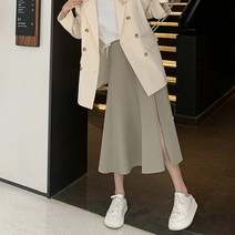 페이퍼먼츠 사선 슬릿 플레어 미디 스커트 01614