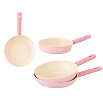로이첸 IH 인덕션팬 4종 세트, 로즈핑크, 프라이팬 22cm + 딥팬 24cm + 프라이팬 28cm + 궁중팬 28cm
