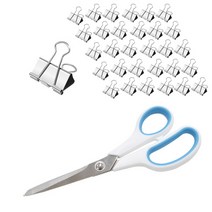 화신 더블클립 실버 중 50p + 사무용 투톤 가위 대, 1세트