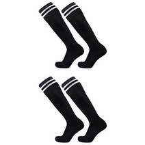 씨에스소울 스포츠 논슬립 축구 양말 2P, 블랙 + 흰줄