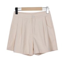 시크블랙 여성용 레민런 투핀턱 와이드 반바지 PT9911K25