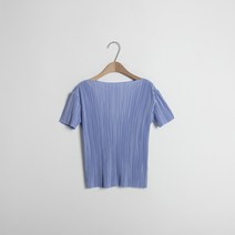 NAIN 여성용 데일리 플리츠 보트넥 티 T-6393