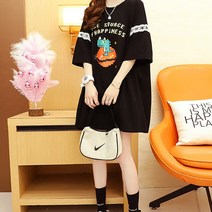 메이첼 백리본 소매레이스 루즈핏 티셔츠 원피스 00871