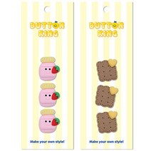 동대문단추왕 귀여운 캐릭터 단추 세트 딸기우유 + 쿠키, 6세트, 핑크, 브라운
