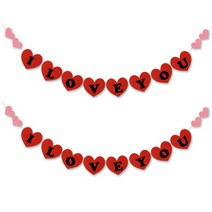 하트 I LOVE YOU 파티 펠트 가랜드, 혼합색상, 2개