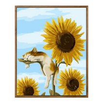 순잠 깜찍 모던 수채화 유채화 캐릭터 그림그리기 DIY 세트 50 x 65 x 2.5 cm, 10 썬 플라워 캣