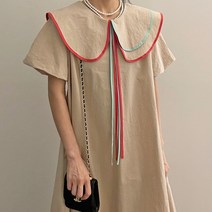 비비에모 컬러풀 라인 투빅카라 스타일 롱 원피스 01458