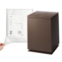 모나코올리브 인테리어 원터치 쿼드미 휴지통 + 짱짱 클린 벌크 20L 100매 세트, 1세트, 브라운(휴지통)