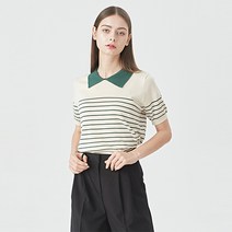 비엔엑스 여성용 카라 배색 단가라 반팔 니트 BU1KP048L0