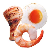 펫코노미 강아지 3D 장난감 3종 세트, 닭다리, 계란 후라이, 새우, 1세트