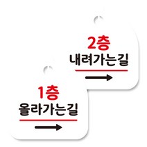 뭉키데코 고리형 안내표지판 화이트 2종 세트, 1층 올라가는길 오른쪽, 2층 내려가는길 오른쪽, 1세트