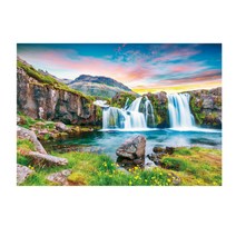 퍼즐갤러리 노을진 폭포풍경 직소퍼즐, 혼합색상, 1000피스