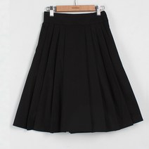 빼빼 뒷밴딩 A라인 미디 주름 스커트