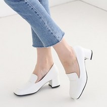 멜팅나인 여성용 TA 스퀘어토 민자 힐로퍼 통굽청키힐 5cm