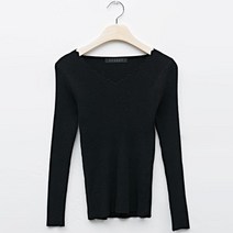 탱커스 여성용 물결 브이넥 포인트 데일리 긴팔 니트 TU3KP009L0