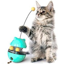 큐러스펫 고양이 움직이는 노즈워크 오뚜기 먹이 퍼즐 장난감, 민트그린, 1개
