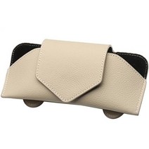 리버폭스 차량용 가죽 썬바이저 크립형 선글라스 파우치, 1개, 코튼베이지