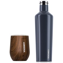 콕시클 캔틴 보온 보냉병 740ml + 스템레스 보온 보냉컵 355ml 세트, 그래파이트(병), 월넛우드(컵)