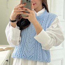 시크폭스 여성용 스카시펀칭 라운드 니트 베스트