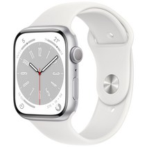Apple 애플워치 8, 45mm, GPS, 알루미늄, 실버 / 화이트 스포츠밴드