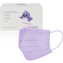 고래마스크 고래 로고 각인 중형, 50개입, 연보라, 1개