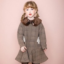 젤리스푼 여아용 모던체크 원피스 넥워머 세트