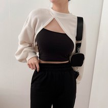 밀키버터 여성용 기모 사선 티셔츠 나시 세트