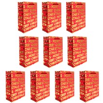 좋은기븐 크리스마스 3D 금박 쇼핑백 10p, 레드