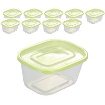 반듯사각 밀폐용기 S500 뚜껑 연그린, 10개, 단품