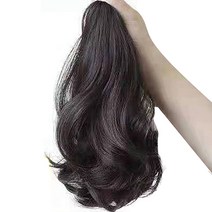 하이유니 웨이브 펌 숏 포니테일 가발 35cm, 브라운블랙