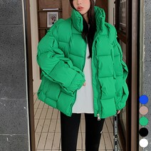 페이퍼먼츠 여성용 유니크 입체 블록 캐주얼 패딩 점퍼 03307