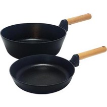 키친아트 인덕션 우드 소렐 IH 코팅 후라이팬 세트 2개, 혼합색상, 후라이팬 24cm + 궁중팬 24cm
