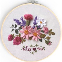 위즈앤위즈 누구나 DIY 프랑스자수 패키지 20cm, miss you, 1세트