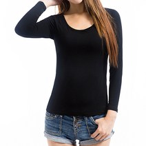 여성용 모달 일체형 브라탑 긴팔 티셔츠